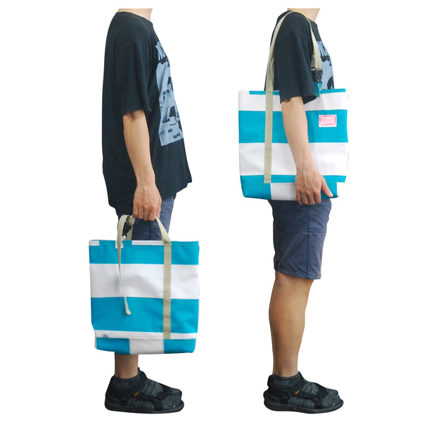 Record Bag / Turquoise Blue, Light Pink