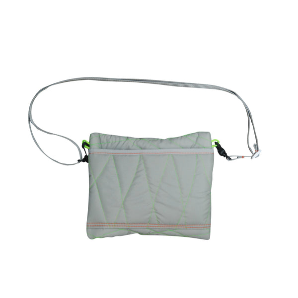 Extra Small Shoulder Bag / Quilting, Gray, Neon Green