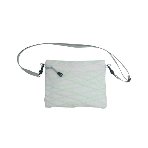 Extra Small Shoulder Bag / Quilting,  White, Neon Green