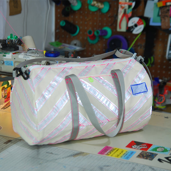 Small Club Bag / Natural, Pink, Reflective Tape