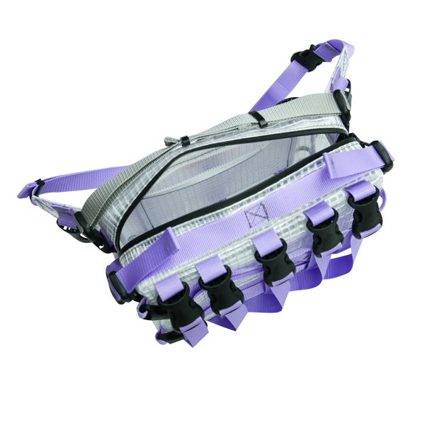 Large Waist Bag / Buckles, Translucent, Lavender