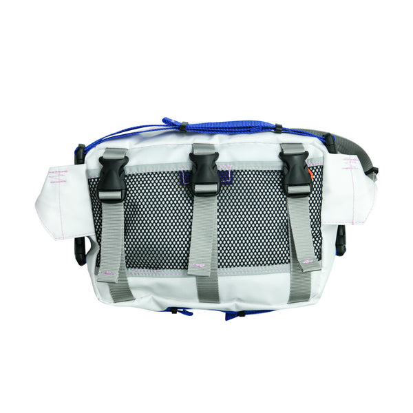 Large Waist Bag / Buckles, White, Blue