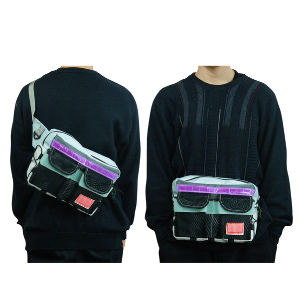Medium Waist Bag / Light Blue, Black, Mesh