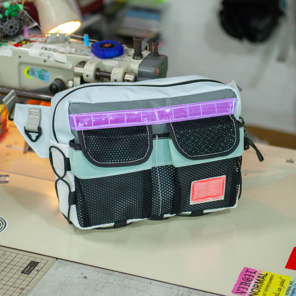 Medium Waist Bag / Light Blue, Black, Mesh