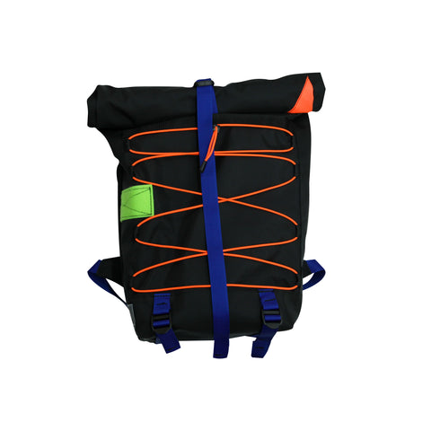 Small Backpack / Black, Orange, Bungee Cord