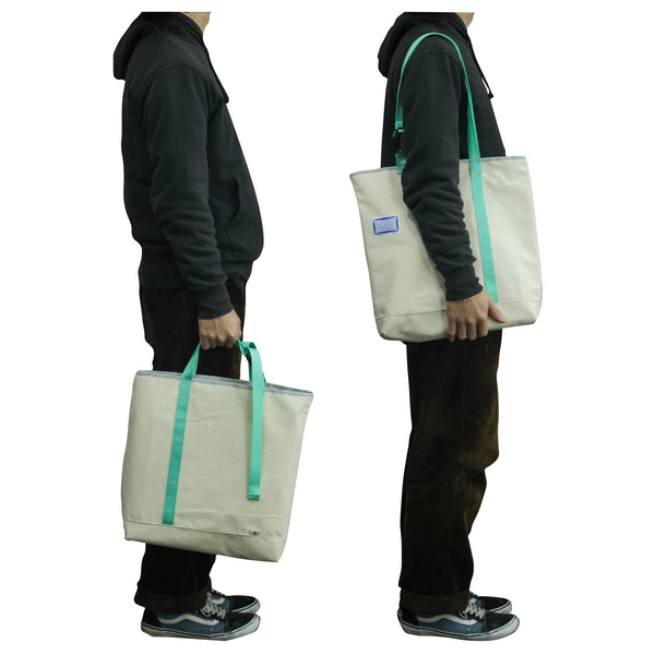 Record Bag / Natural, Seafoam