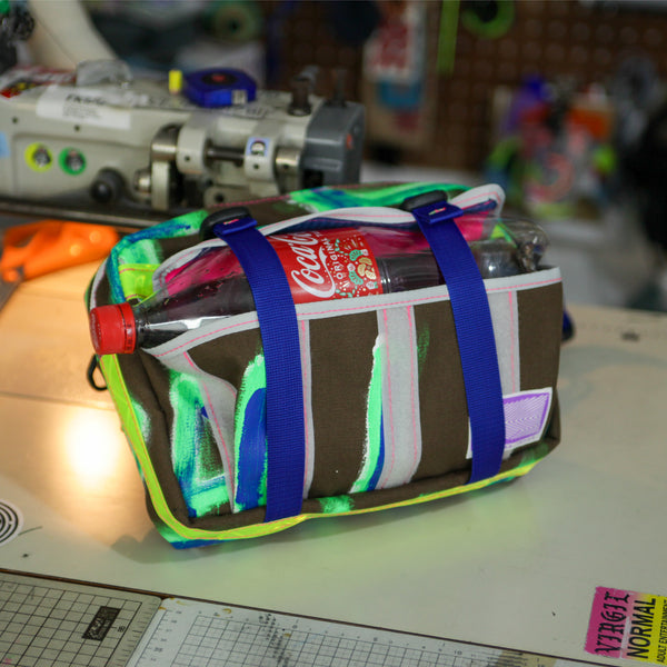 Medium Waist Bag / Brown, Neon Green