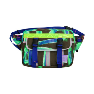 Medium Waist Bag / Brown, Neon Green