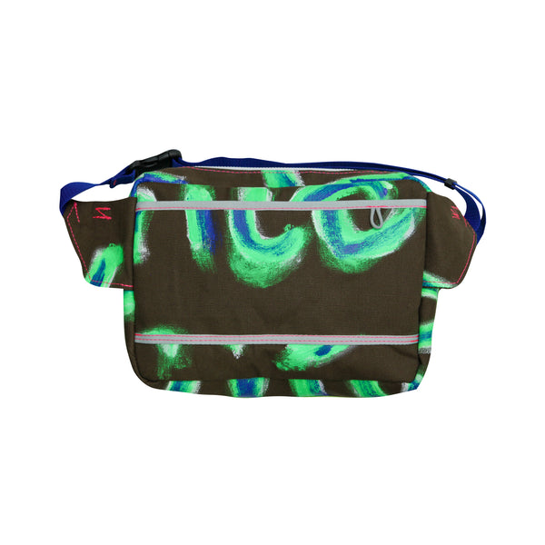 Medium Waist Bag / Brown, Neon Green