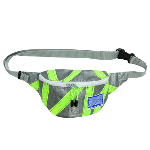 Small Waist Pouch / Grey, Yellow, Reflective Tape