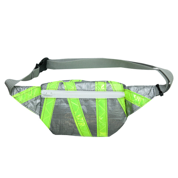 Small Waist Pouch / Grey, Yellow, Reflective Tape