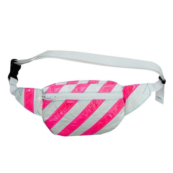 Small Waist Pouch / White, Pink, Reflective Tape