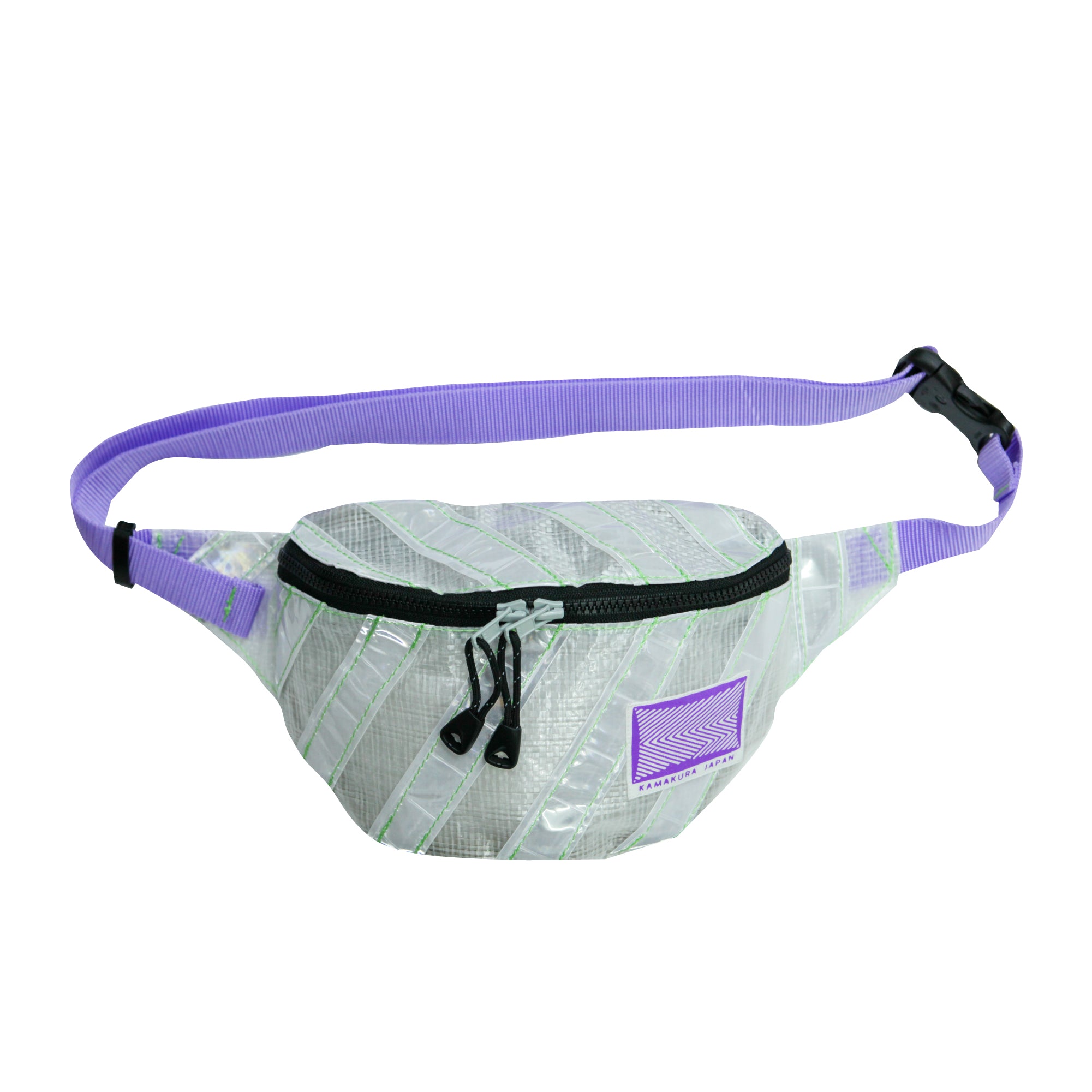 Small Waist Pouch / White, Reflective Tape