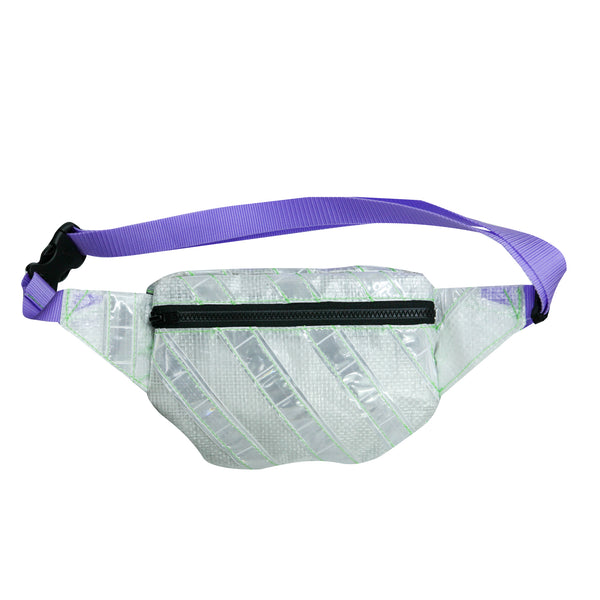 Small Waist Pouch / White, Reflective Tape