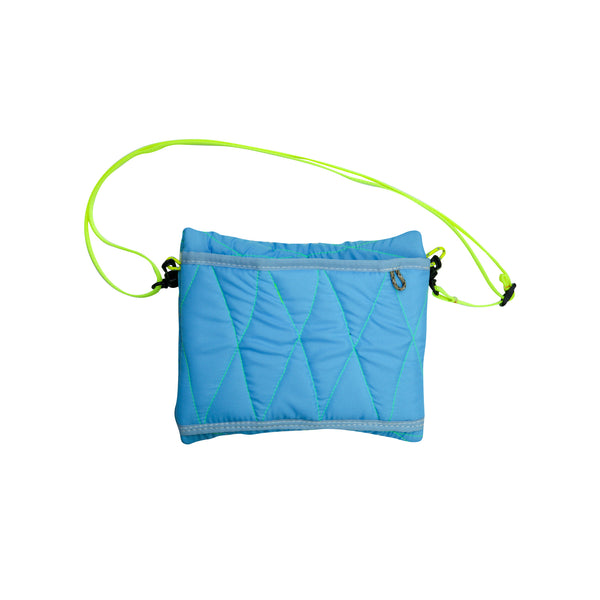 Extra Small Shoulder Bag / Quilting, Light Blue, Neon Green