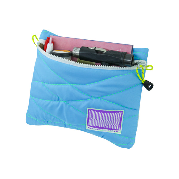 Extra Small Shoulder Bag / Quilting, Light Blue, Neon Green