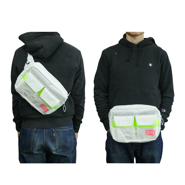 Medium Waist Bag / White, Neon Yellow