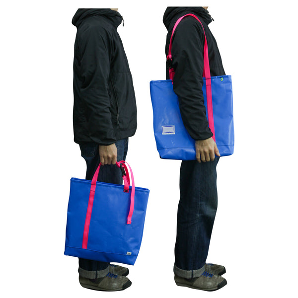 Record Bag / Blue, Neon Pink