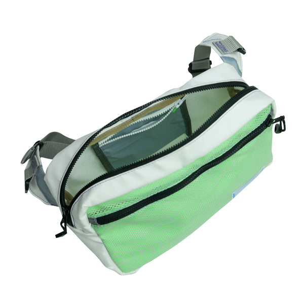 Medium Waist Bag / White, Neon Green