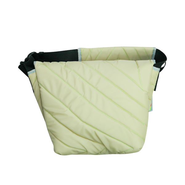 Medium Shoulder Bag / Quilting, Beige, Neon Green