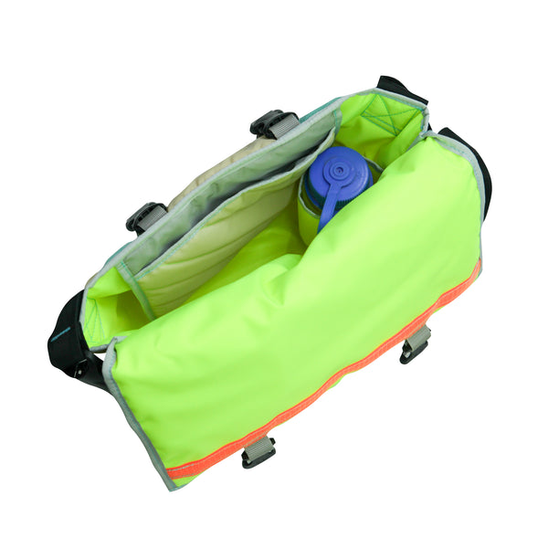 Medium Shoulder Bag / Quilting, Beige, Neon Green