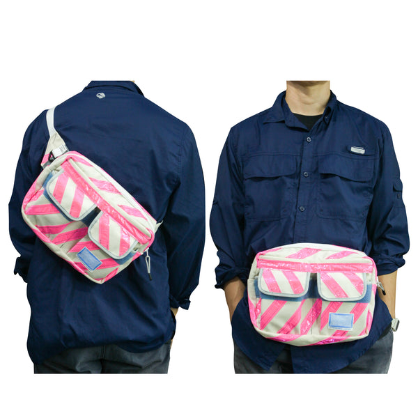 Medium Waist Bag /  Pink, Reflective Tape
