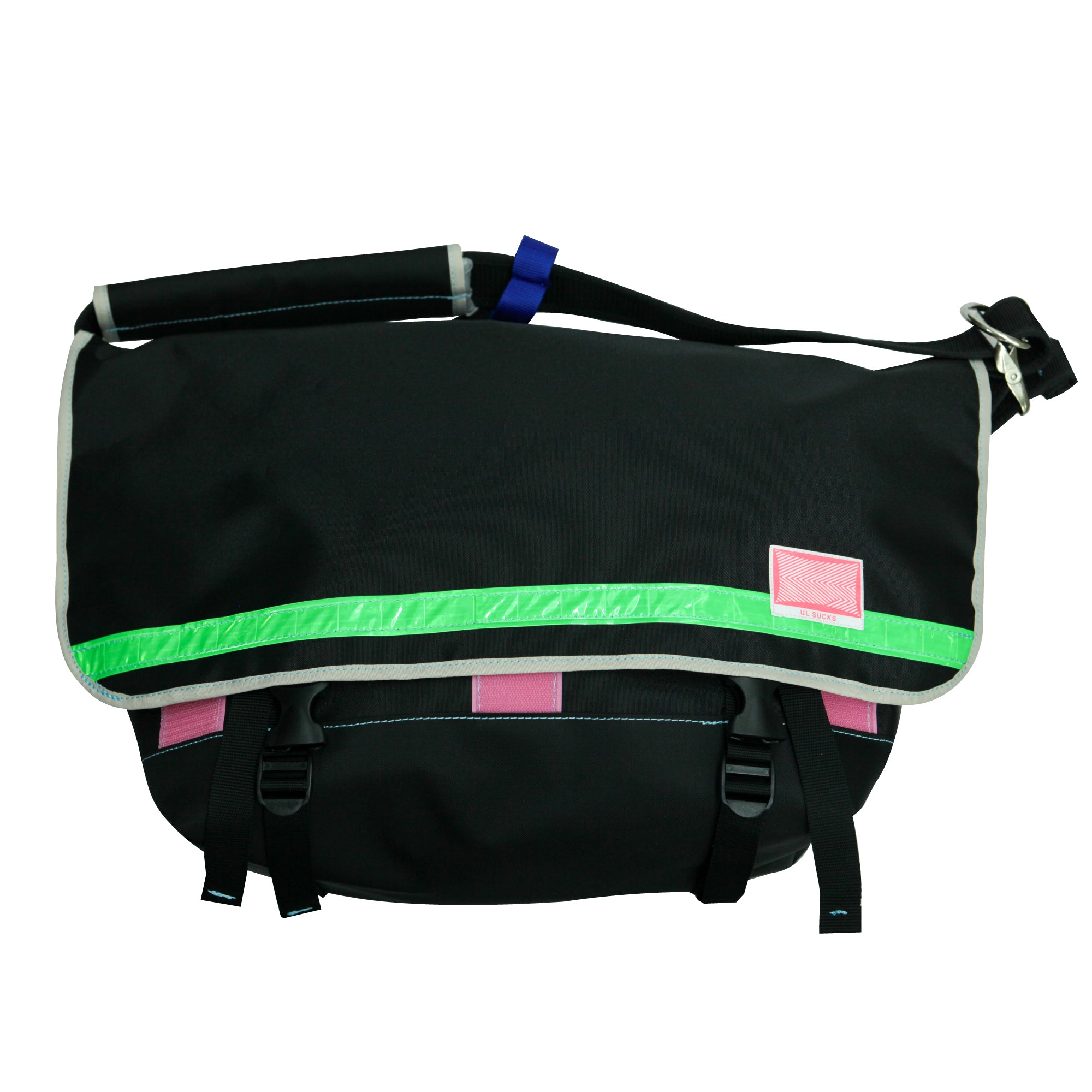 Large Messenger Bag / Black, Green