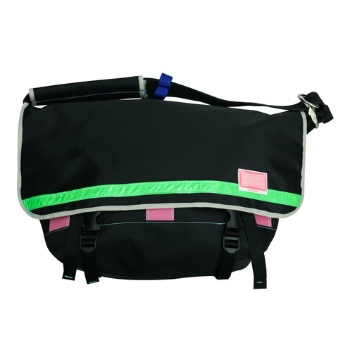 Large Messenger Bag / Black, Green