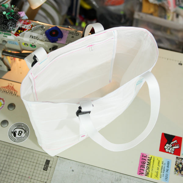 Record Bag / White, Mesh, Pink, Light Blue