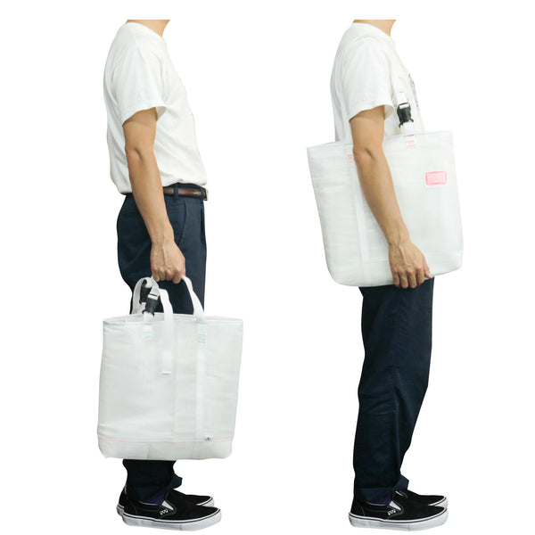 Record Bag / White, Mesh, Pink, Light Blue