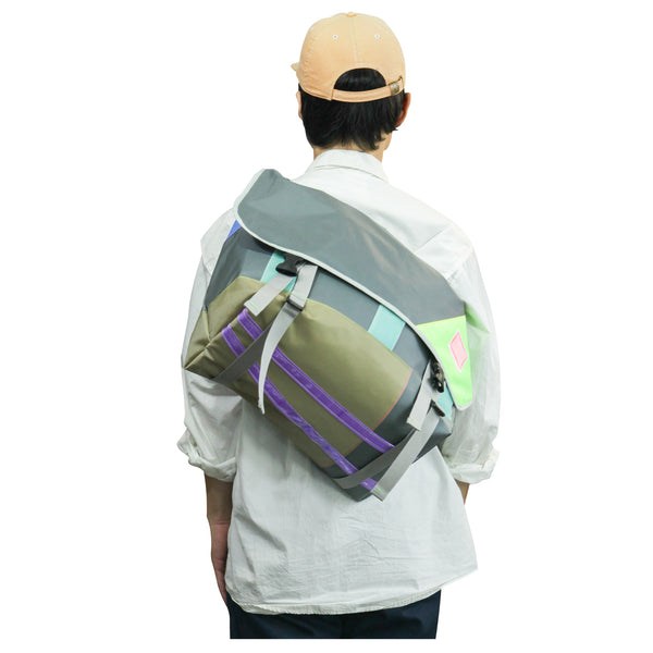 Large Messenger Bag / Grey, Neon Yellow