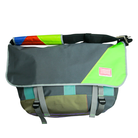 Large Messenger Bag / Grey, Neon Yellow