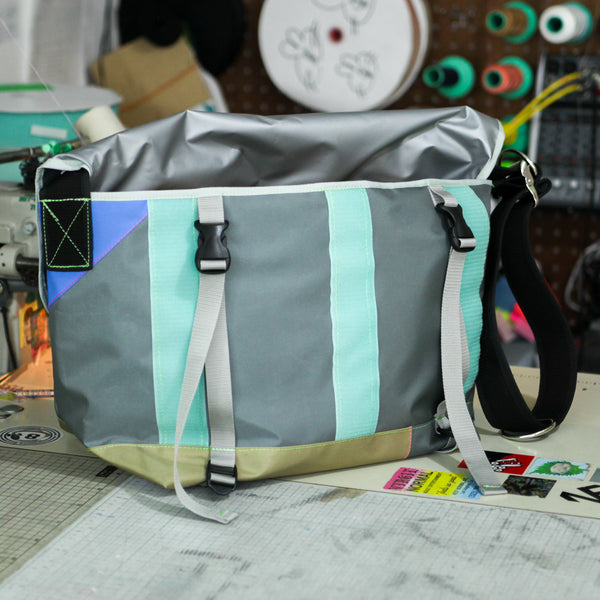 Large Messenger Bag / Grey, Neon Yellow