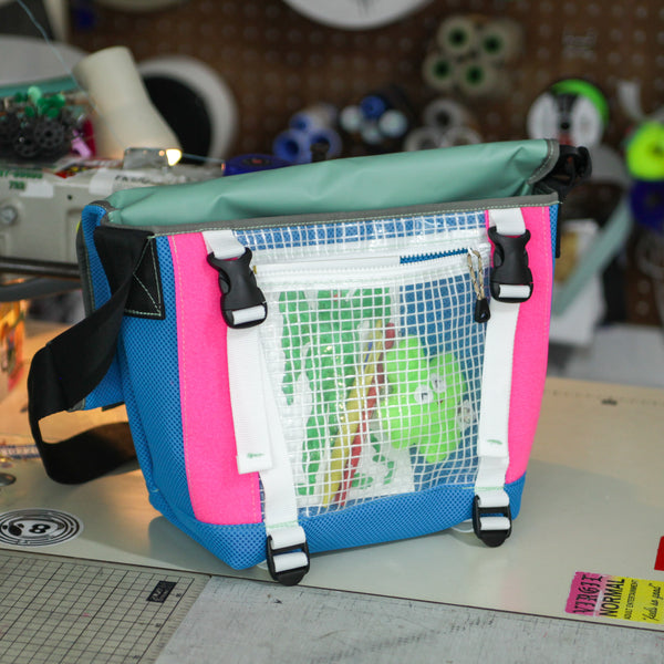 Medium Shoulder Bag / Blue, Neon Pink